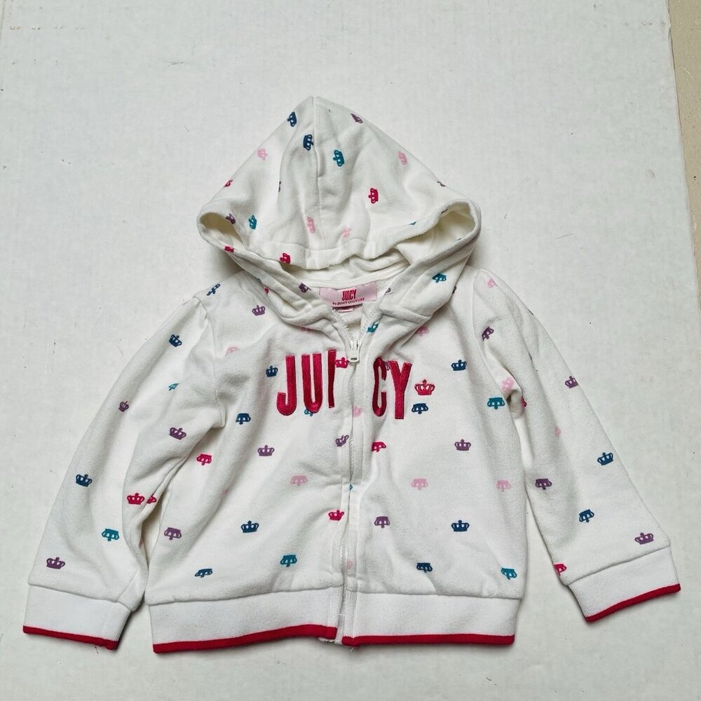 Juicy Couture Girls Pink Hoodie 24 Months, Jacket Crown All Over Print Vacation